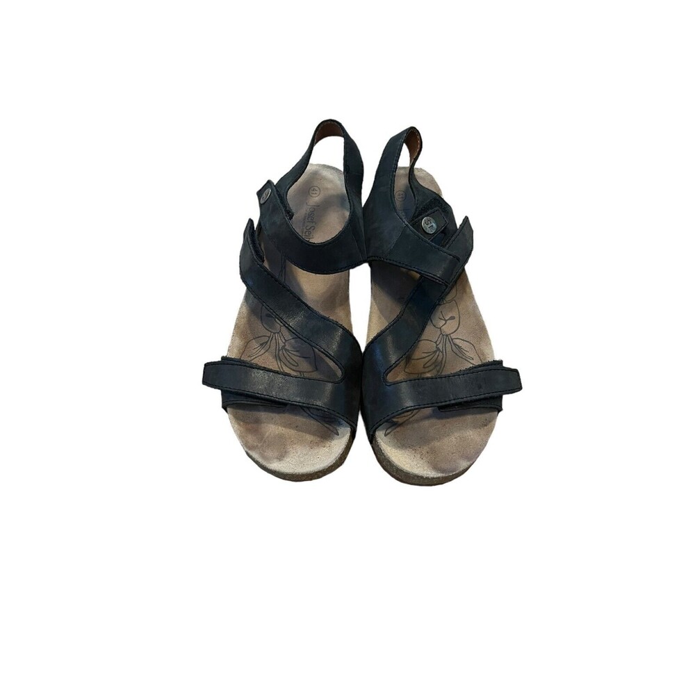 Josef Seibel Tonga 25 Strappy Leather Sandals Size 41/9.5-10 Comfort Cork Sole - Picture 5 of 11